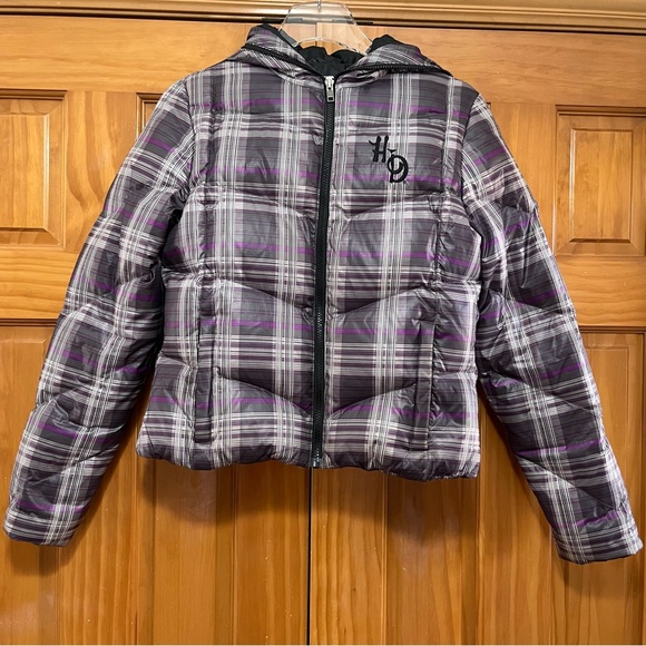 Harley Davidson Purple Plaid Down Puffer Jacket Size Small NWOT